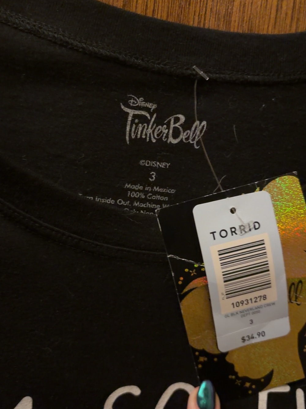Torrid Disney Tinker Bell “I’m So Fly” Neverland Tee Black Size 3 NWT - Picture 2 of 5